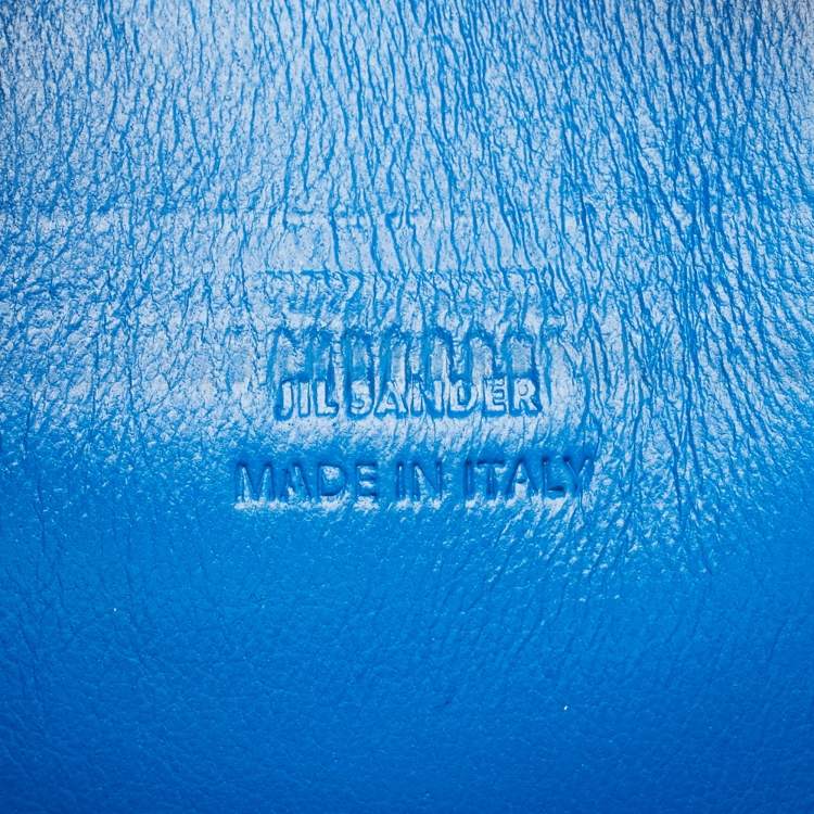 Pre Owned Jil Sander Blue/Off White Leather Triple Compartment Clutch