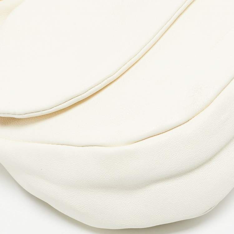 Pre Owned Jil Sander White Leather Sphere Pouch