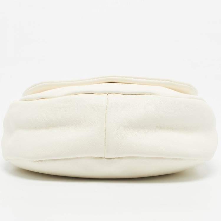 Pre Owned Jil Sander White Leather Sphere Pouch