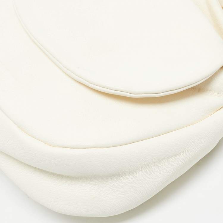 Pre Owned Jil Sander White Leather Sphere Pouch