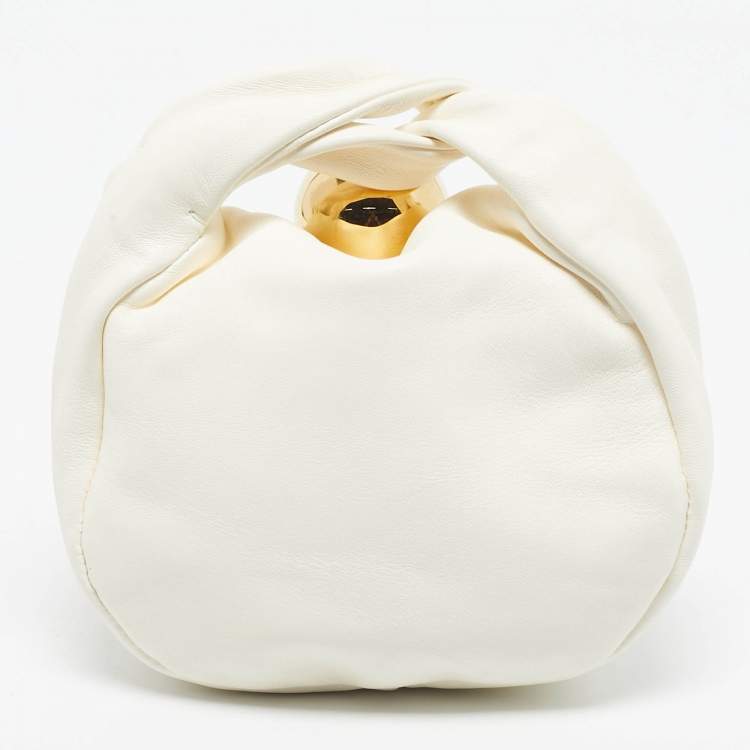 Pre Owned Jil Sander White Leather Sphere Pouch