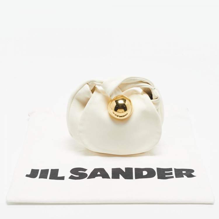 Pre Owned Jil Sander White Leather Sphere Pouch