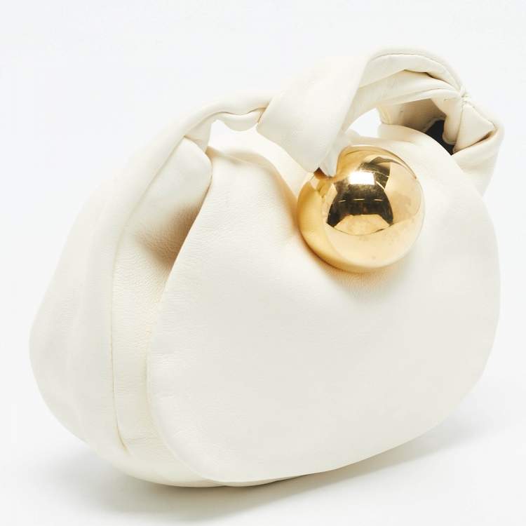 Pre Owned Jil Sander White Leather Sphere Pouch