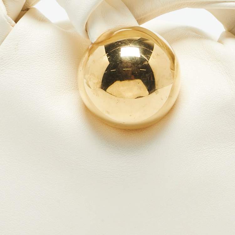 Pre Owned Jil Sander White Leather Sphere Pouch