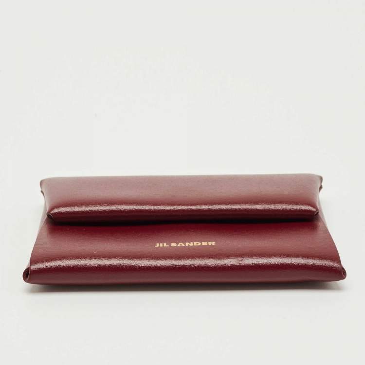 Pre Owned Jil Sander Burgundy Leather Folded Coin Purse