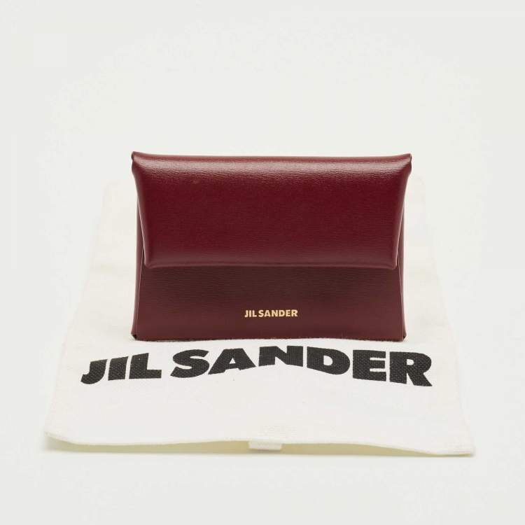 Pre Owned Jil Sander Burgundy Leather Folded Coin Purse
