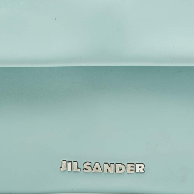 مملوكة مسبقًا حقيبة كلاتش جلدية غطاء لون أزرق/رمادي جيل ساندر