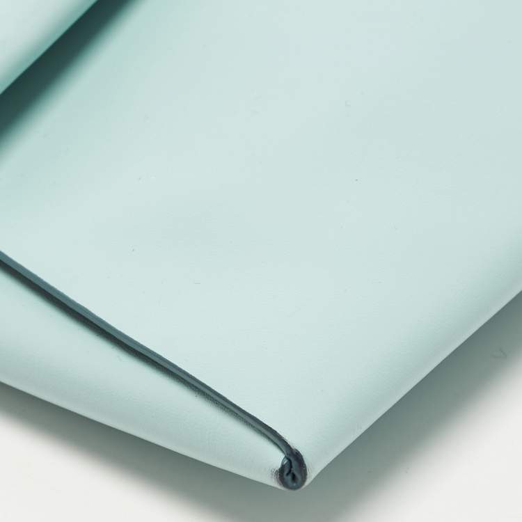 مملوكة مسبقًا حقيبة كلاتش جلدية غطاء لون أزرق/رمادي جيل ساندر