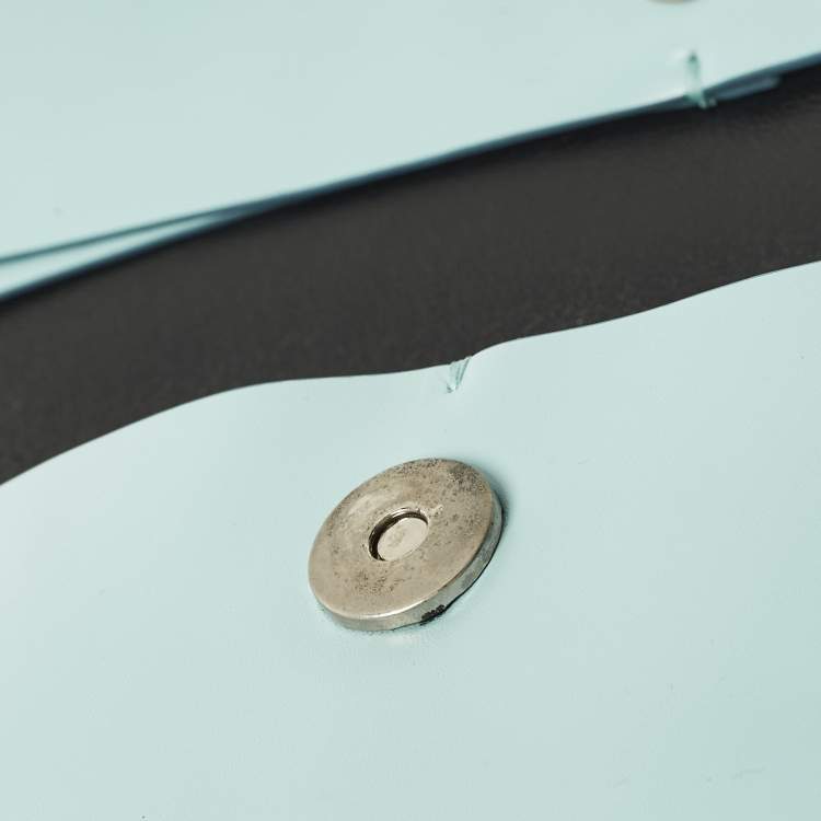 مملوكة مسبقًا حقيبة كلاتش جلدية غطاء لون أزرق/رمادي جيل ساندر