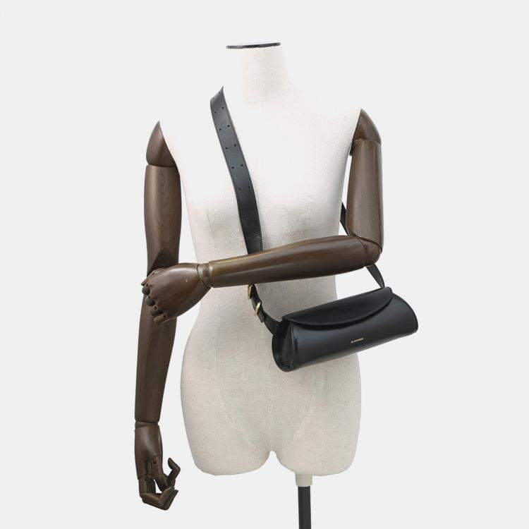 Pre Owned Jil Sander Cannoli Black Leather Size Mini