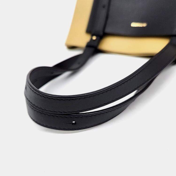 Pre Owned Jil Sander Beige Black Leather tote bag