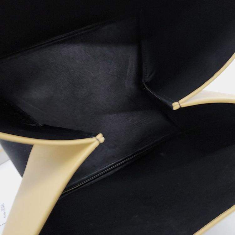 Pre Owned Jil Sander Beige Black Leather tote bag