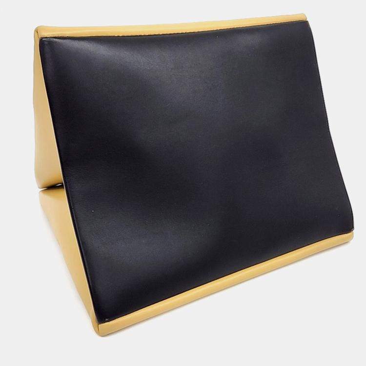 Pre Owned Jil Sander Beige Black Leather tote bag