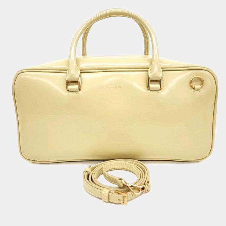 Pre Owned Jil Sander Yellow Leather J-VISION Square Tote and Crossbody Bag