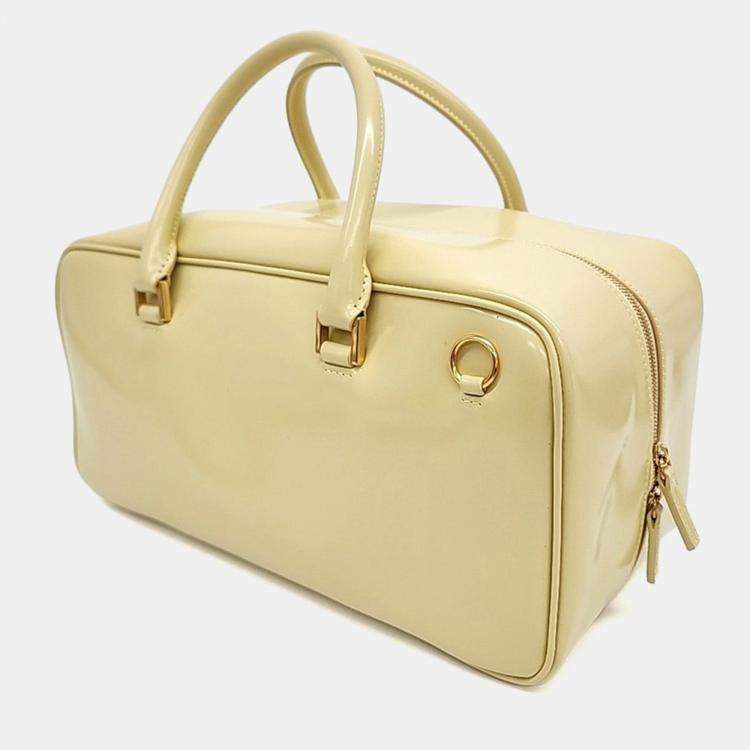 Pre Owned Jil Sander Yellow Leather J-VISION Square Tote and Crossbody Bag