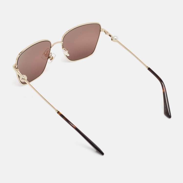Pre Owned Jimmy Choo Brown/Gold JC 4005HB Embellished Square Sunglasses