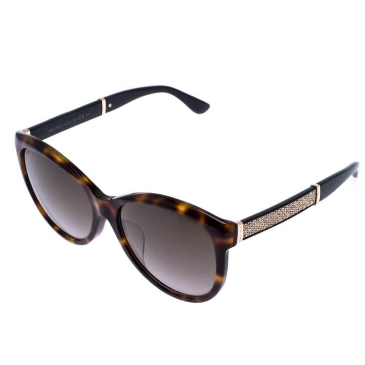 Pre Owned Jimmy Choo Brown Tortoise Glee Sunglasses