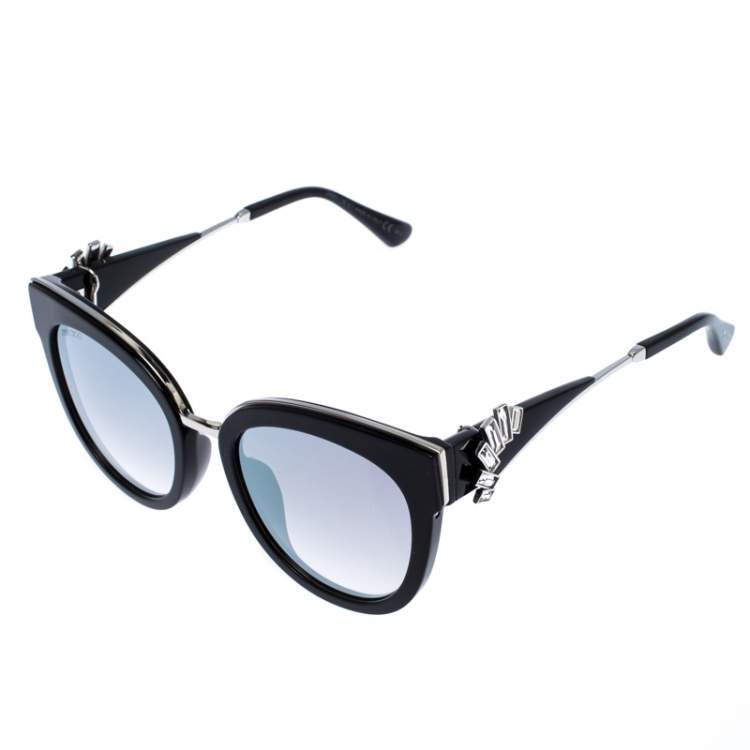 Pre Owned Jimmy Choo Black/Silver Jade Mirror Sunglasses