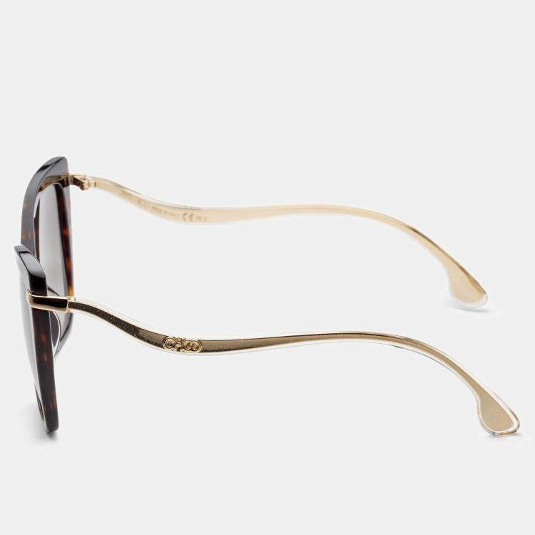 Pre Owned Jimmy Choo Grey Gold Shelby Cat Eye Women's Sunglasses 57mm