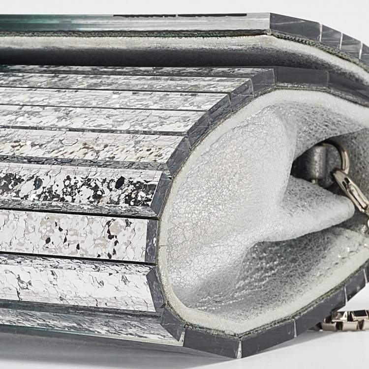 Pre Owned Jimmy Choo Green/Silver Glitter Acrylic Sweetie Chain Clutch