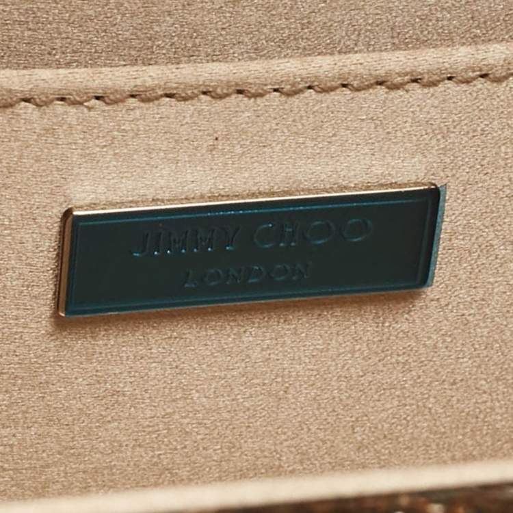 Pre Owned Jimmy Choo Rose Gold Shimmer Acrylic and Leather Candy Clutch Bag