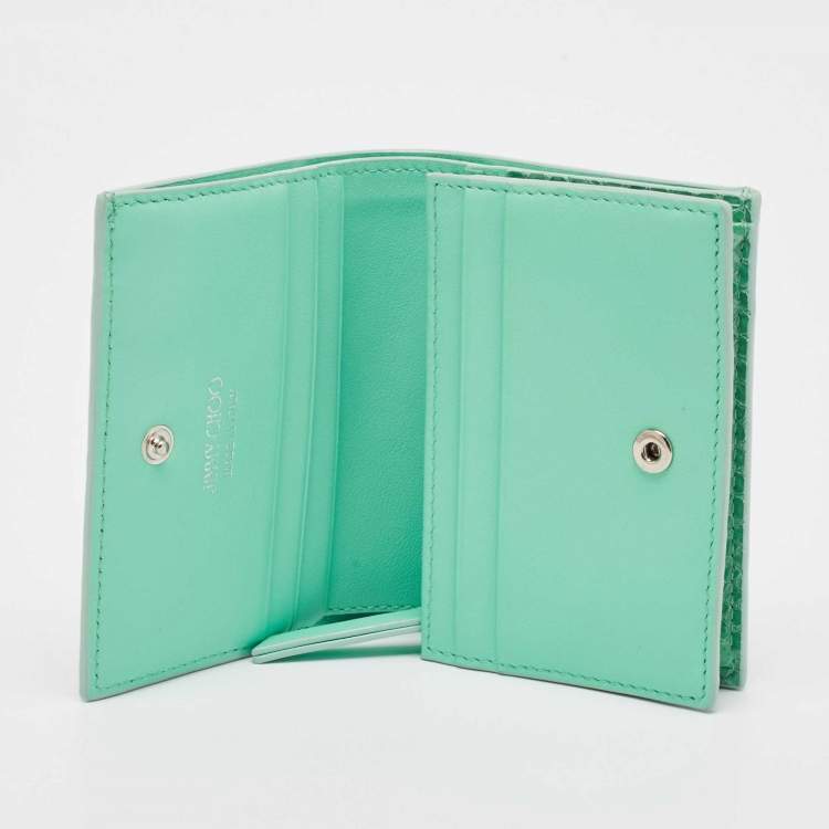 مملوكة مسبقًا Jimmy Choo Green Snakeskin Embossed Leather Hanne Bifold Wallet