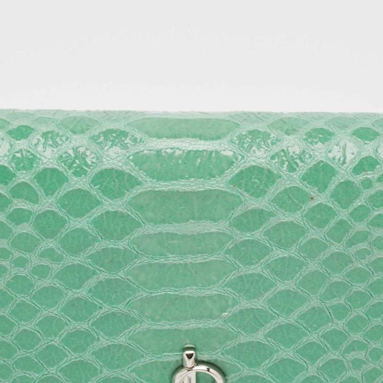 مملوكة مسبقًا Jimmy Choo Green Snakeskin Embossed Leather Hanne Bifold Wallet