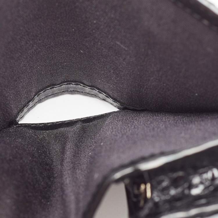 Pre Owned Jimmy Choo Black Croc Embossed Leather Hanne Card Case