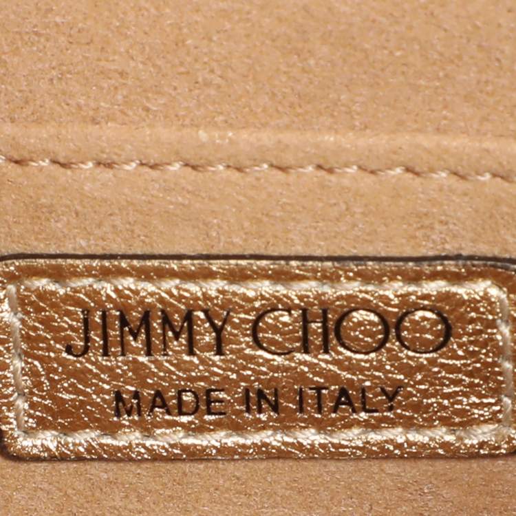 Pre Owned Jimmy Choo Gold Leather Avenue Quad Crossbody Bag