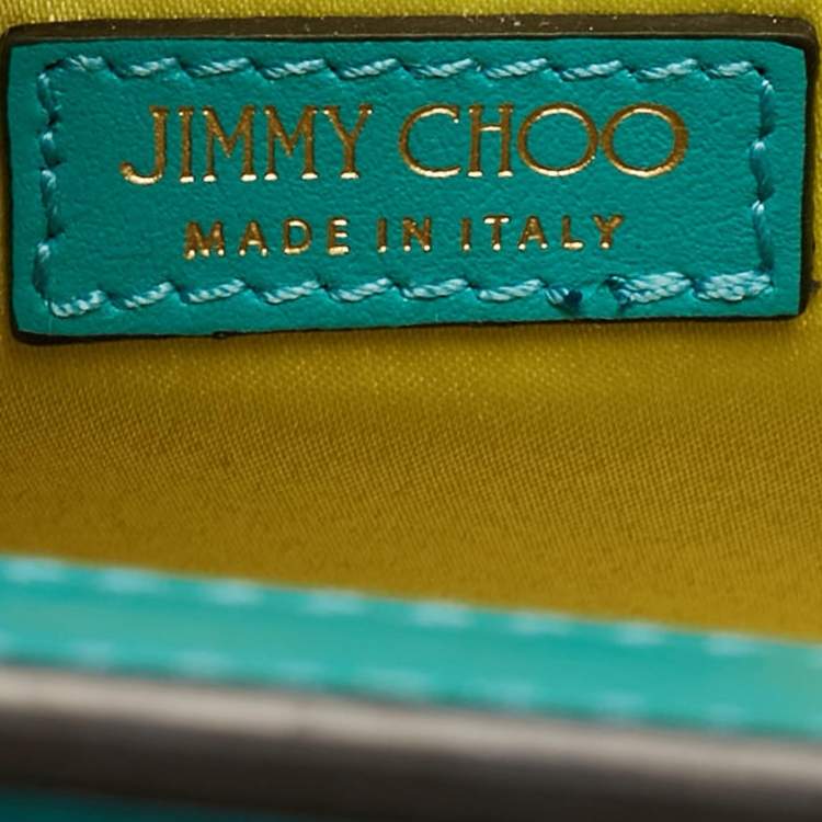 Pre Owned Jimmy Choo Turquoise Velvet and Leather Varenne Clutch