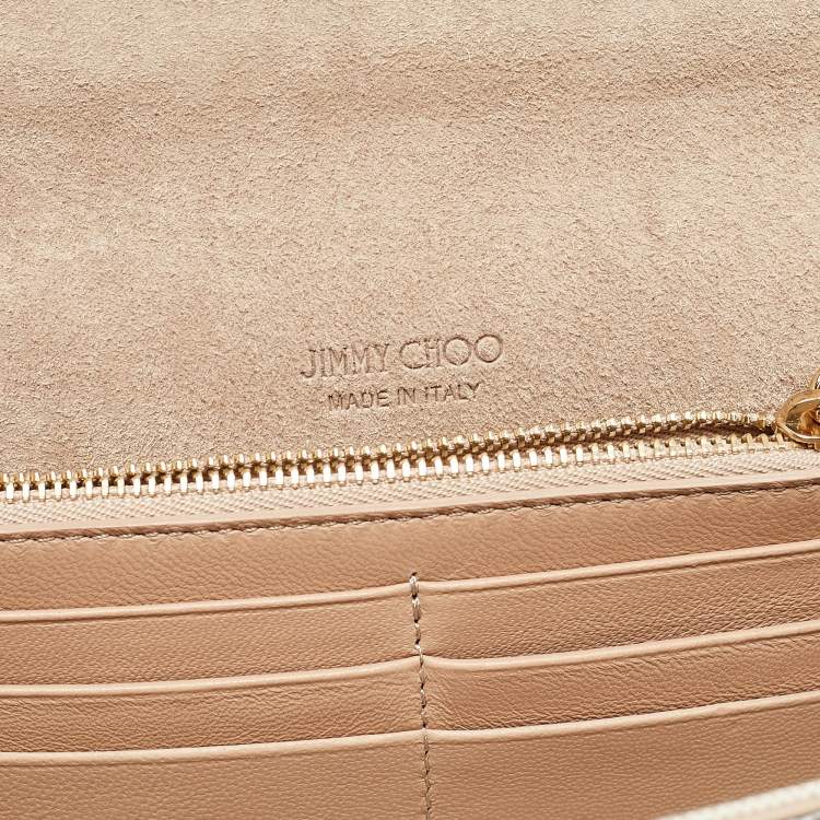 Pre Owned Jimmy Choo Silver Crackled Leather Emmie Chain Clutch