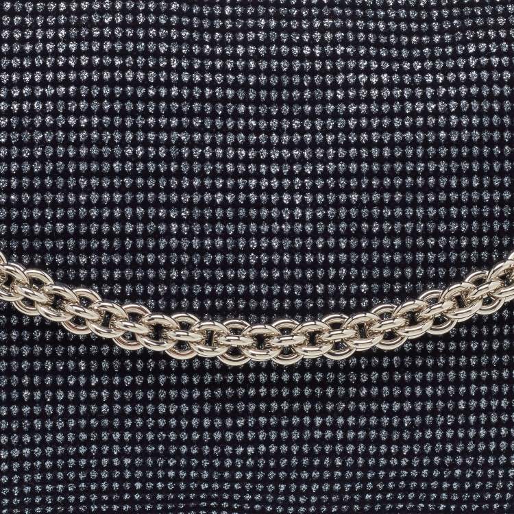 Pre Owned Jimmy Choo Navy Blue Metallic Velvet Callie Chain Clutch