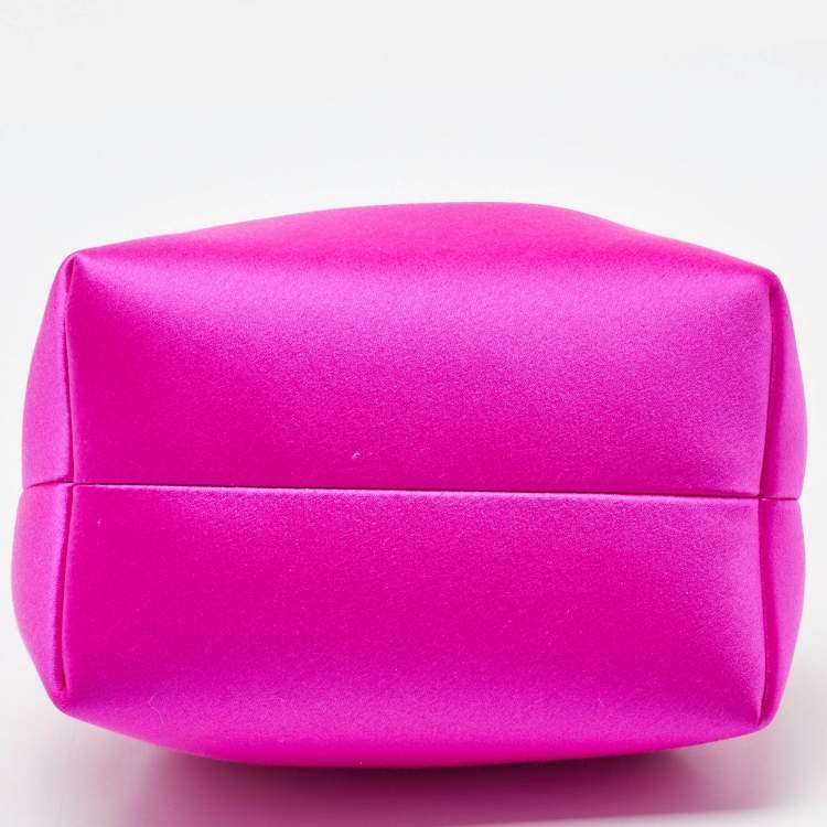Pre Owned Jimmy Choo Fuchsia Satin Bon Bon Crystal Embellished Bucket Bag