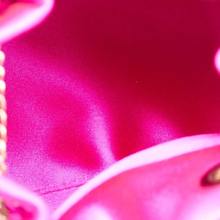Pre Owned Jimmy Choo Fuchsia Satin Bon Bon Crystal Embellished Bucket Bag