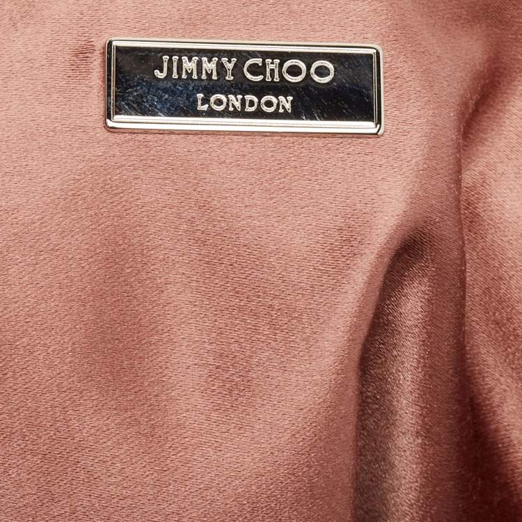 Pre Owned Jimmy Choo Dusty Pink Satin Pearl Embellished Callie Clutch