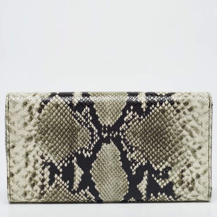 Pre Owned Jimmy Choo Green/Grey Python Embossed Leather Elish Chain Clutch