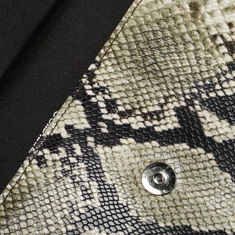 Pre Owned Jimmy Choo Green/Grey Python Embossed Leather Elish Chain Clutch