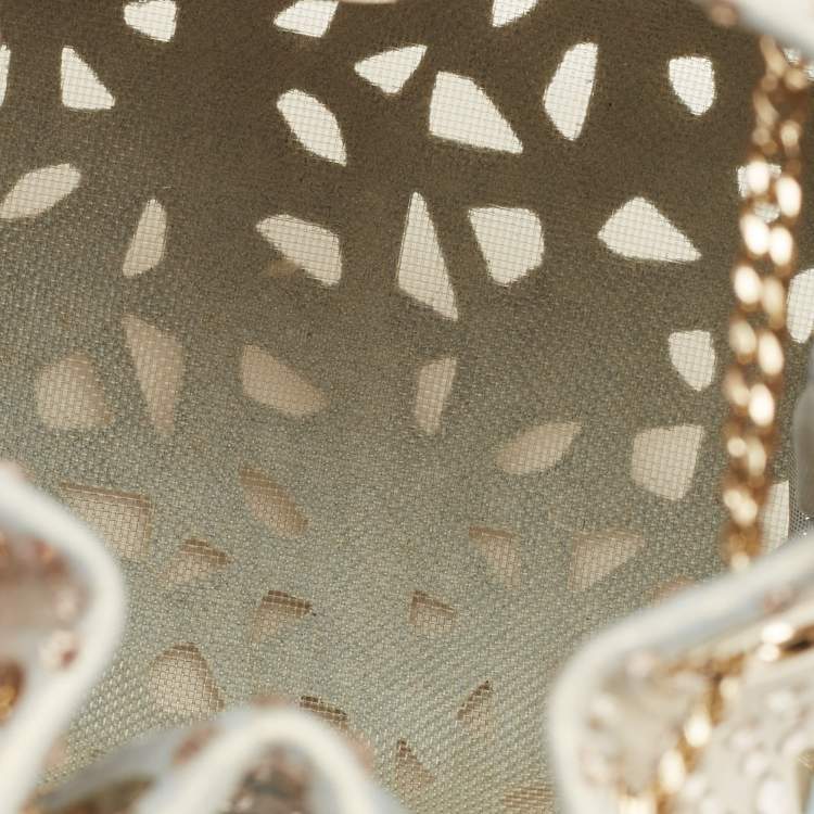 Pre Owned Jimmy Choo Gold/Blue Suede Crystal Embellished Micro Bon Bon Bucket Bag