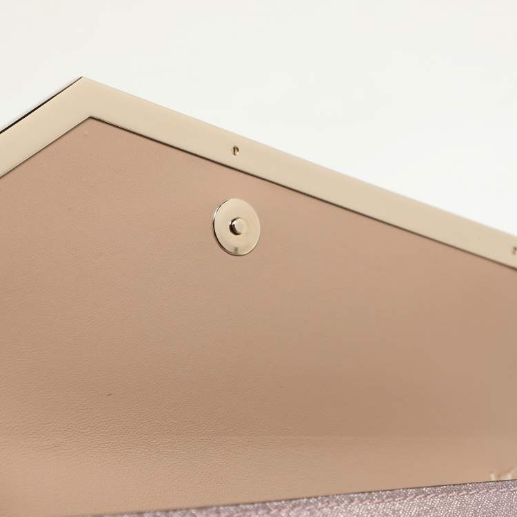 Pre Owned Jimmy Choo Pink Micro Glitter Fabric Emmie Chain Clutch