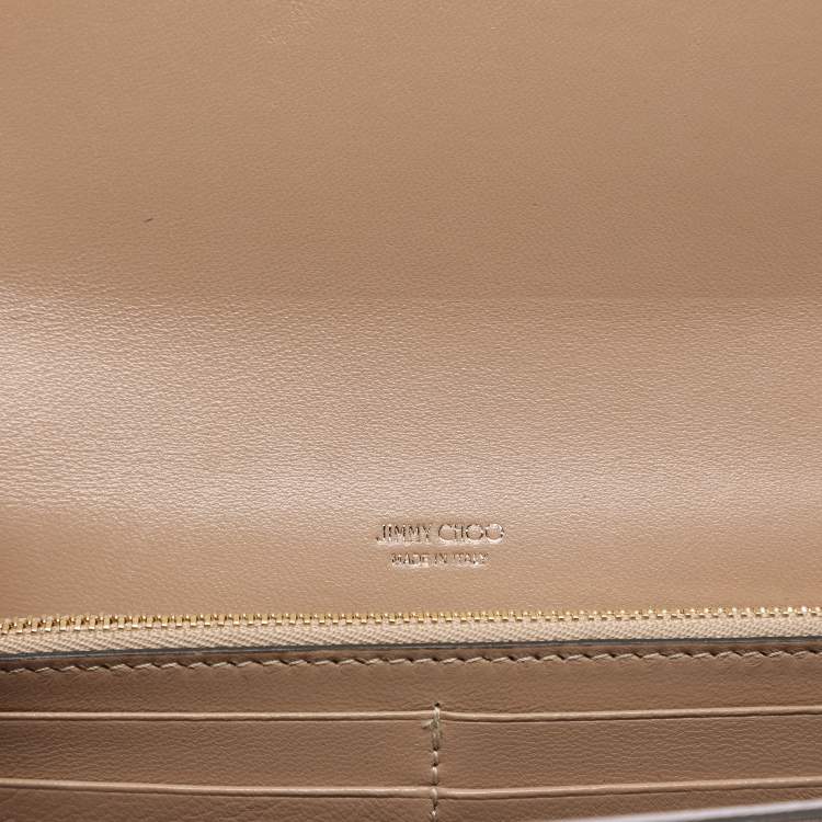 Pre Owned Jimmy Choo Pink Micro Glitter Fabric Emmie Chain Clutch