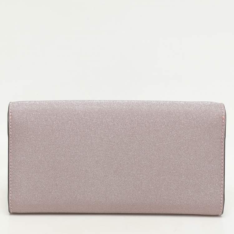 Pre Owned Jimmy Choo Pink Micro Glitter Fabric Emmie Chain Clutch