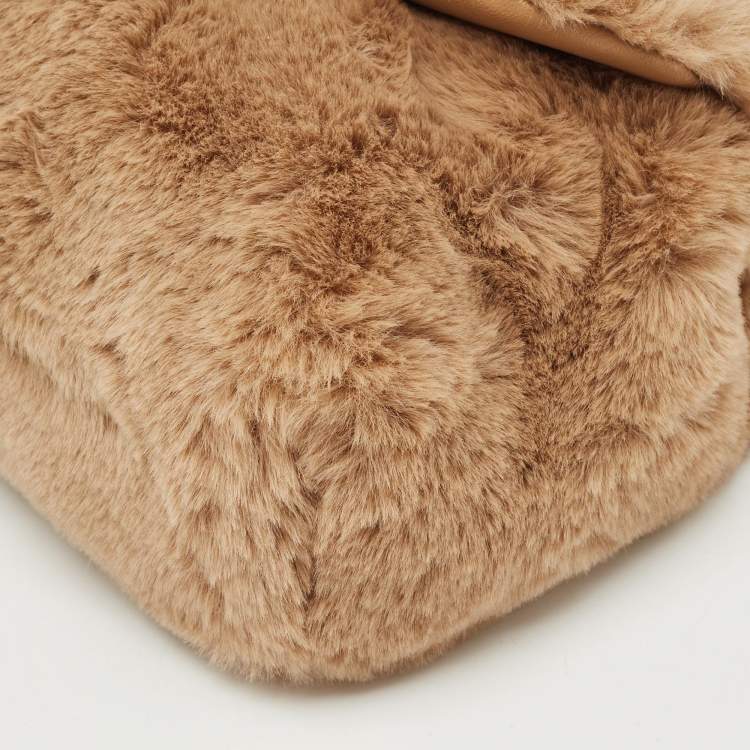 Pre Owned Jimmy Choo Brown Faux Fur Madeline Crossbody Bag