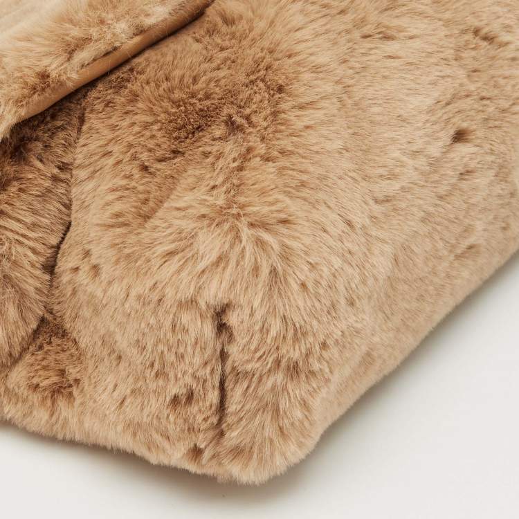 Pre Owned Jimmy Choo Brown Faux Fur Madeline Crossbody Bag