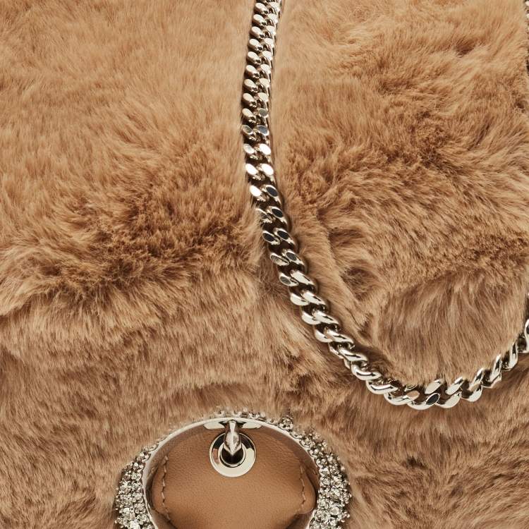 Pre Owned Jimmy Choo Brown Faux Fur Madeline Crossbody Bag