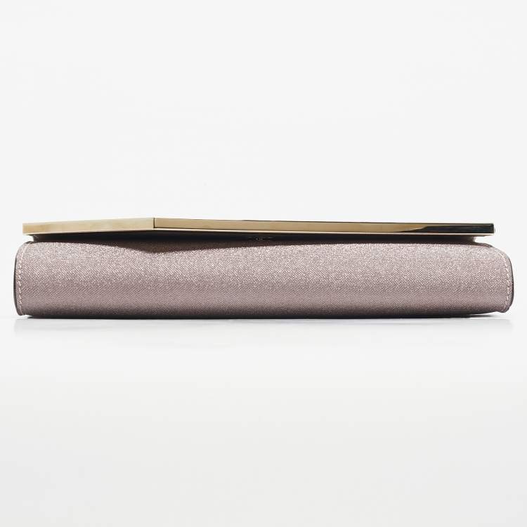 Pre Owned Jimmy Choo Pink Coarse Glitter Emmie Chain Clutch