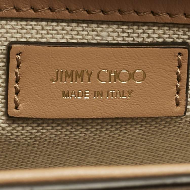 Pre Owned Jimmy Choo Biscuit Leather Diamond Top Handle Bag
