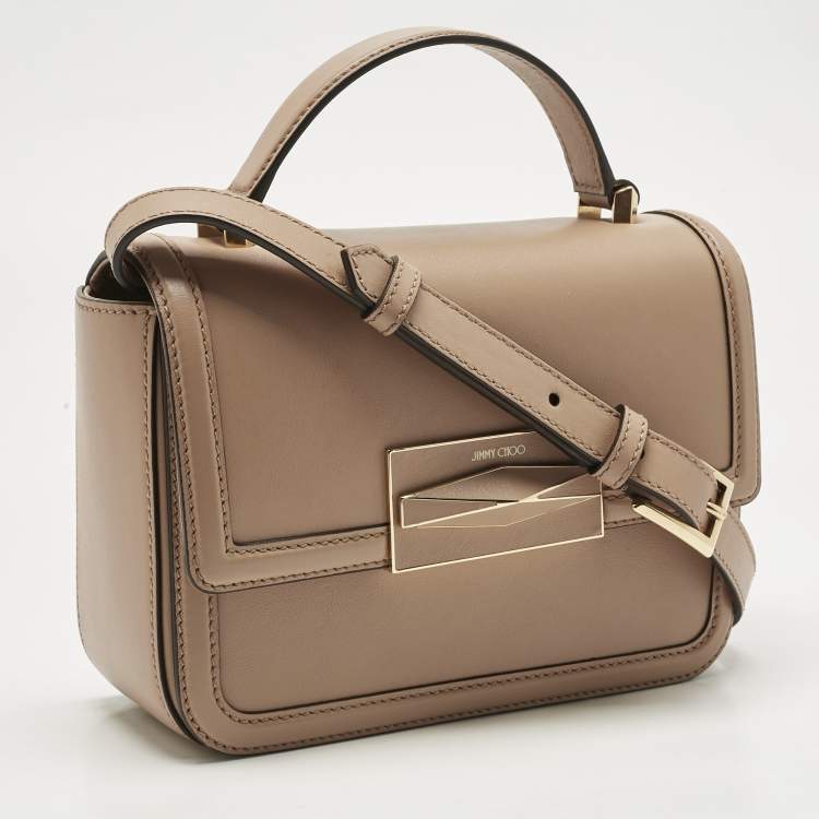 Pre Owned Jimmy Choo Biscuit Leather Diamond Top Handle Bag