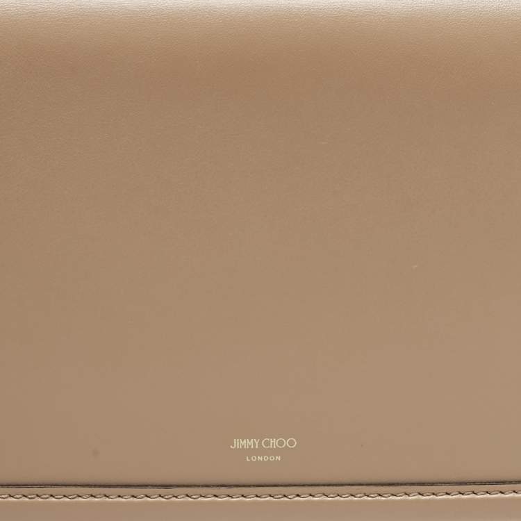 Pre Owned Jimmy Choo Biscuit Leather Diamond Top Handle Bag