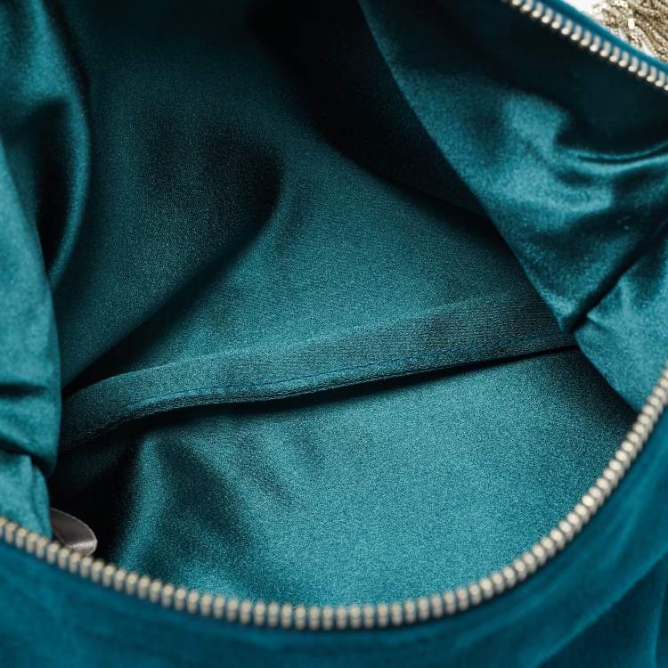 Pre Owned Jimmy Choo Teal Green Suede Callie Clutch Bag