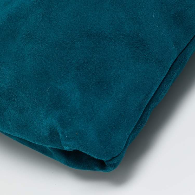 Pre Owned Jimmy Choo Teal Green Suede Callie Clutch Bag